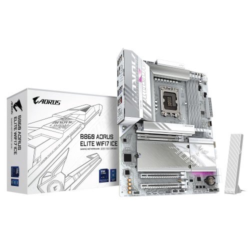 B860-AORUS-ELITE-WIFI7-ICE-01.jpg GIGABYTE INTEL B860 A ELITE WF7 ICE LGA1851 Motherboard - Image 1