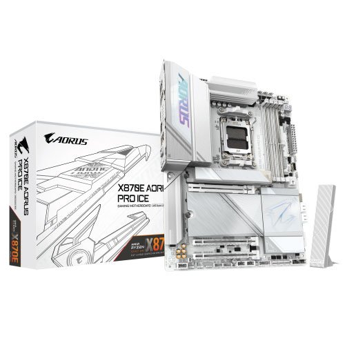 X870E-AORUS-PRO-ICE-01.jpg GIGABYTE AMD X870E AORUS PRO ICE DDR5 ATX Motherboard - Image 1
