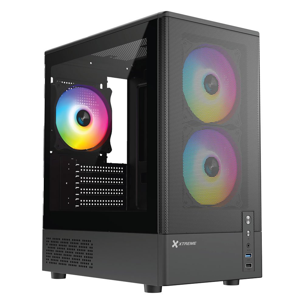 XTREME-M31B-M-ATX-BLACK-CASE.jpg XTREME M31B M-ATX BLACK CASE TEMPERED GLASS WITH 3 RGB FAN WITHOUT PSU - Image 1
