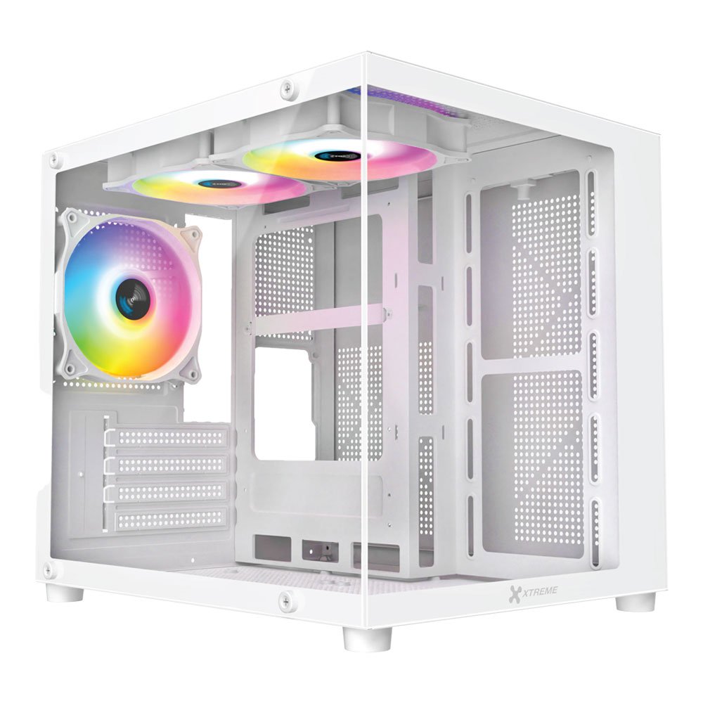 XTREME-M72W-M-ATX-WHITE-CASE.jpg XTREME M72W M-ATX WHITE CASE TEMPERED GLASS WITH 3 ARGB FAN WITHOUT PSU - Image 1